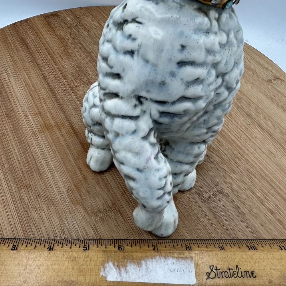 Vtg White Ceramic Sitting Poodle 11